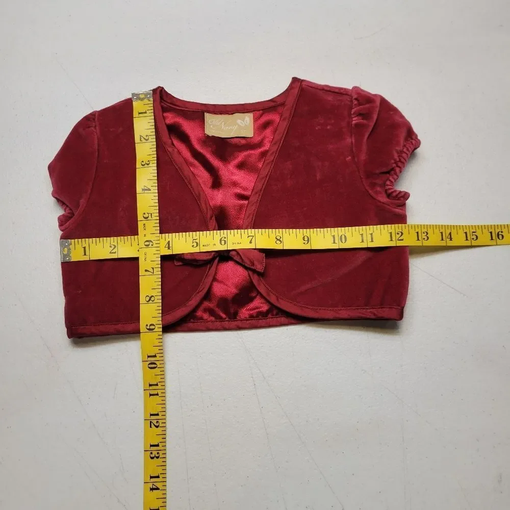 Y2K Old Navy 2 Piece Red Velvet Set with Tie Front Bolero Top Flared Pants